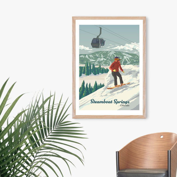 Steamboat Springs Colorado Snowboarding Travel Poster