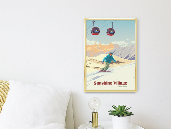 Sunshine Village Canada Snowboarding Travel Poster