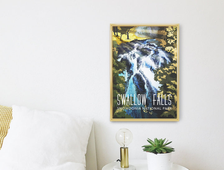 Swallow Falls Snowdonia Travel Poster