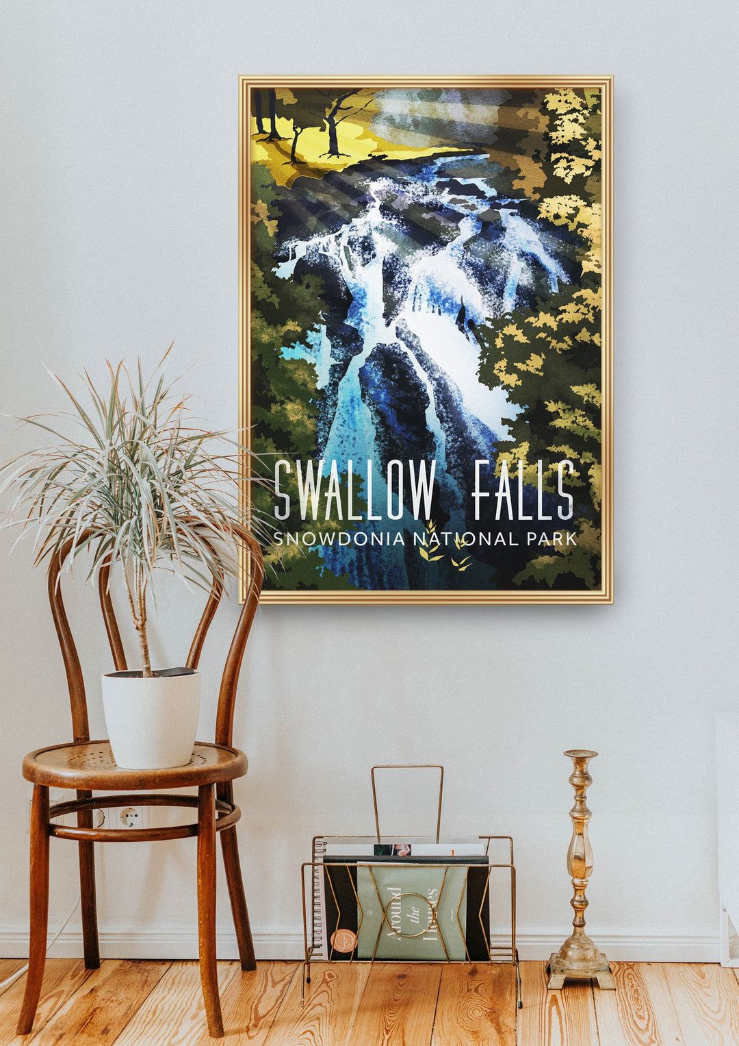 Swallow Falls Snowdonia Travel Poster