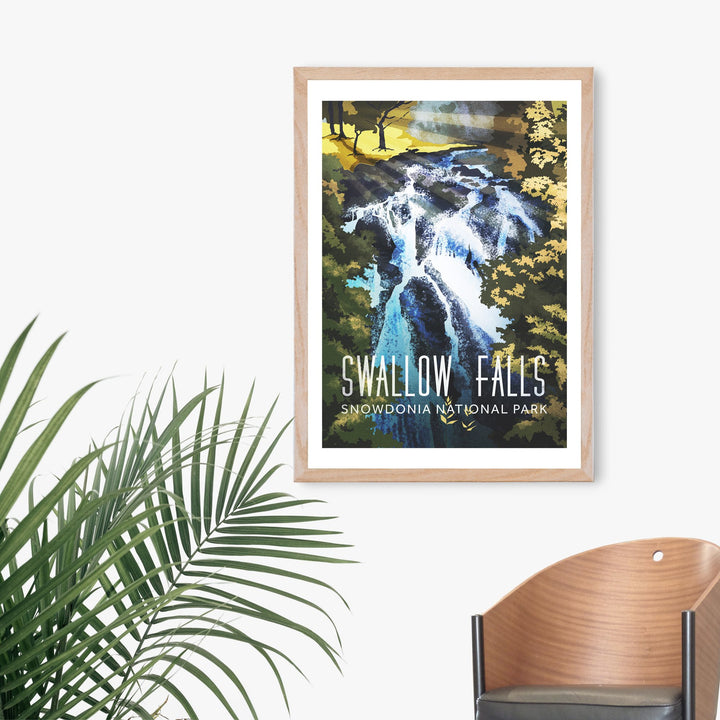 Swallow Falls Snowdonia Travel Poster