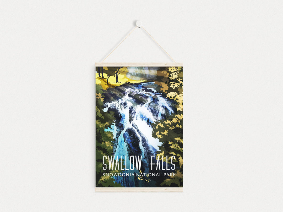 Swallow Falls Snowdonia Travel Poster