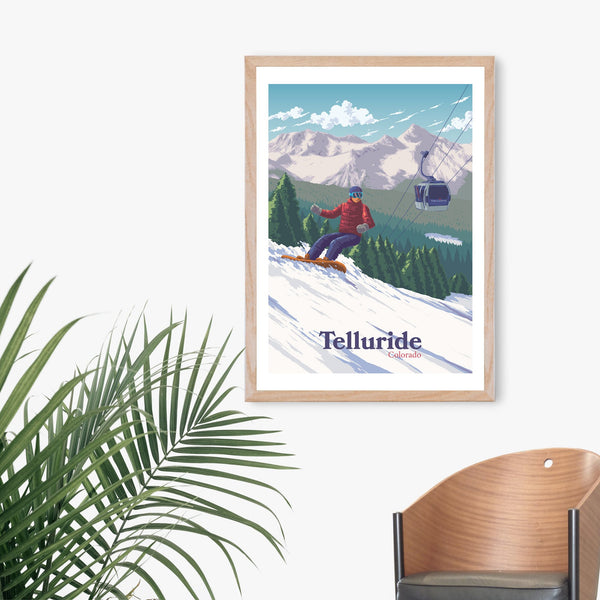 Telluride Colorado Snowboarding Travel Poster