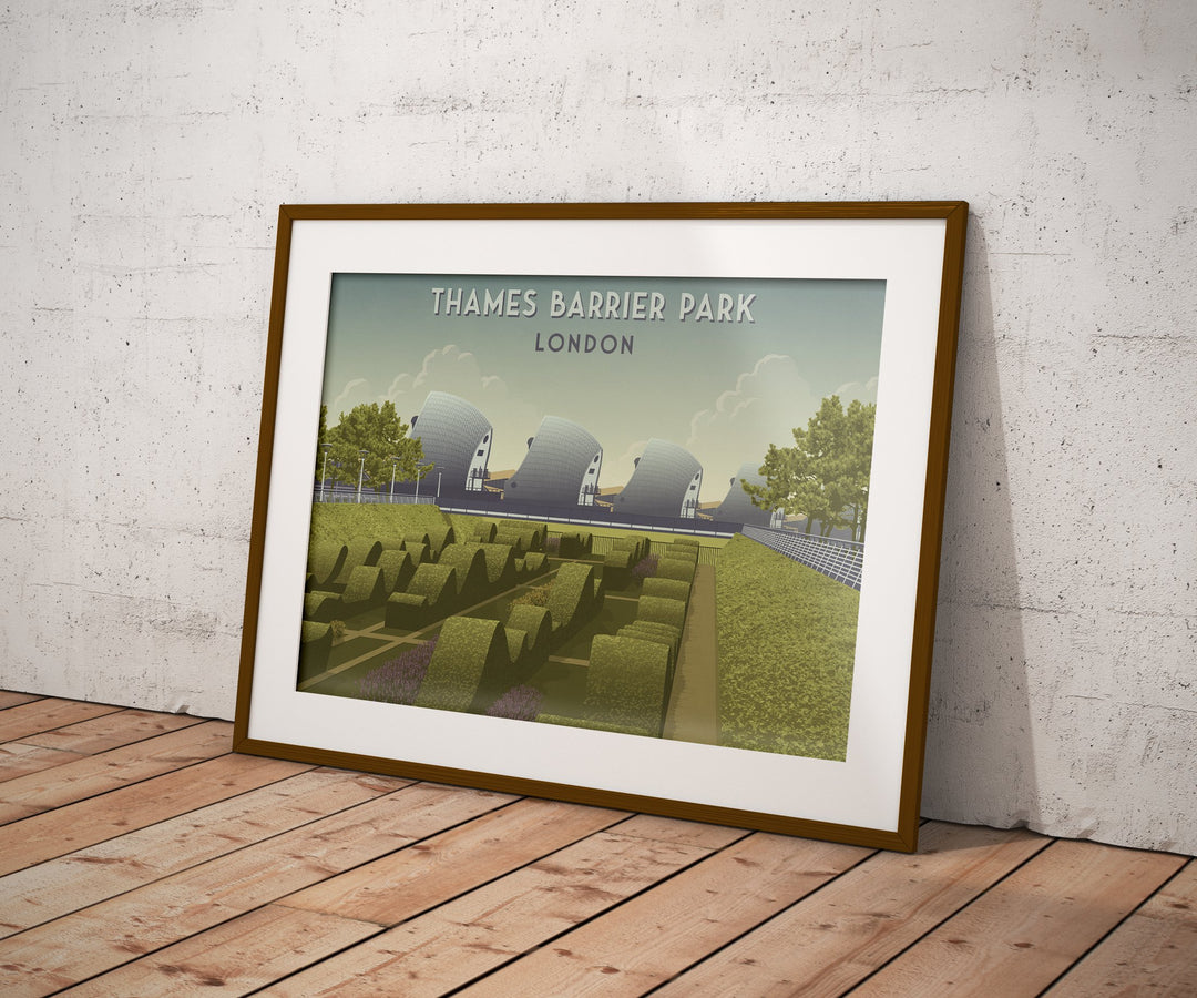 Thames Barrier Park London Travel Poster