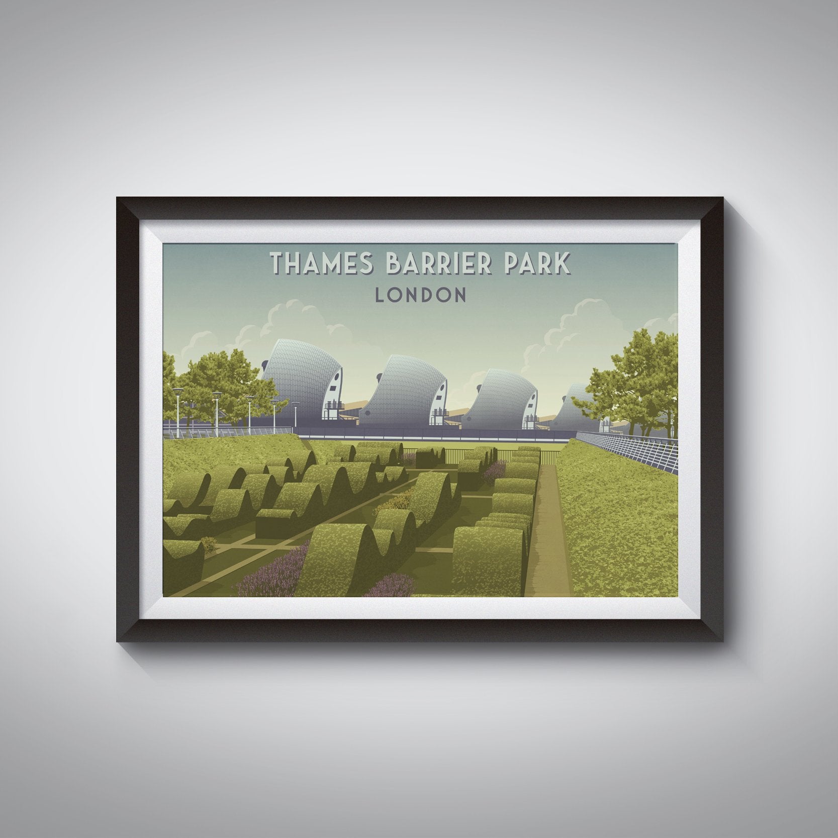 Thames Barrier Park London Travel Poster