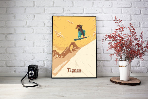 Tignes Snowboarding Travel Poster