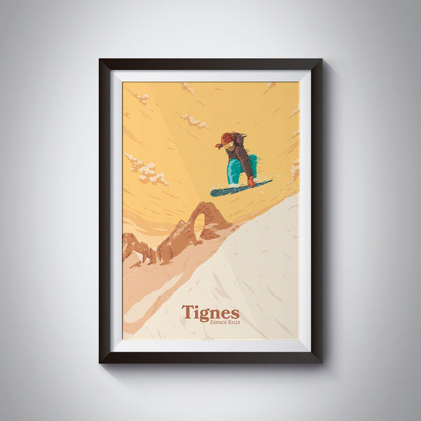 Tignes Snowboarding Travel Poster