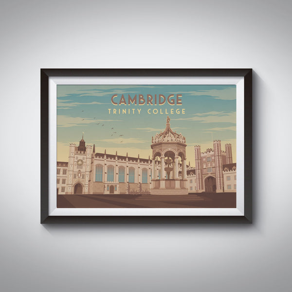 Trinity College Cambridge Travel Poster