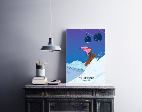 Val d'Isere Snowboarding Travel Poster