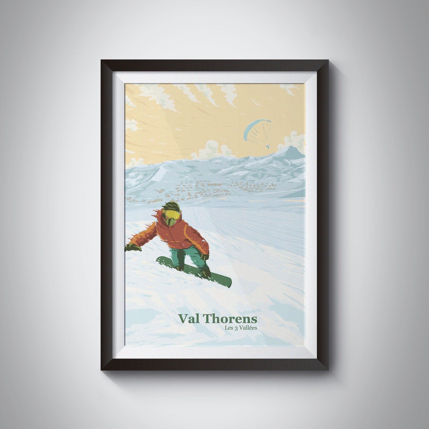 Val Thorens Snowboarding Travel Poster
