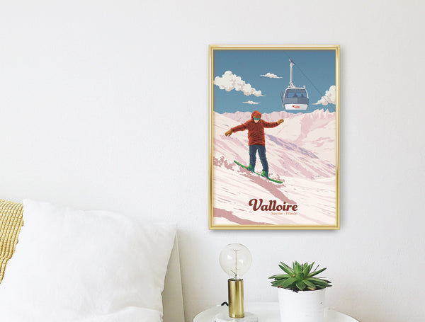 Valloire Snowboarding Travel Poster