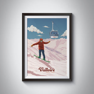 Valloire Snowboarding Travel Poster