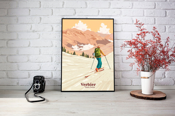 Verbier Ski Resort Travel Poster