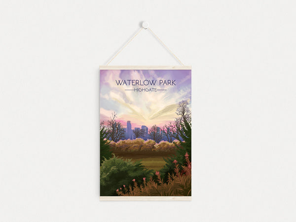 Waterlow Park Highgate London Travel Poster
