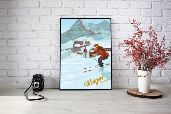 Wengen Ski Resort Travel Poster