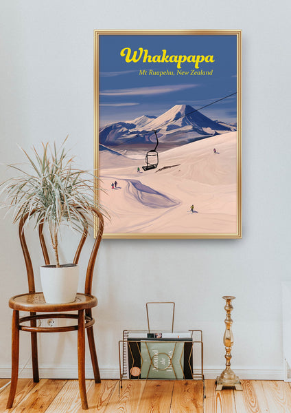 Whakapapa Ski Resort Travel Poster
