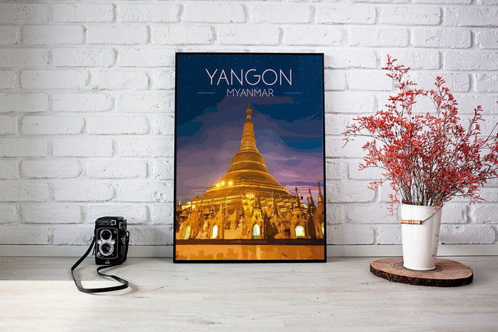 Yangon Myanmar Travel Poster