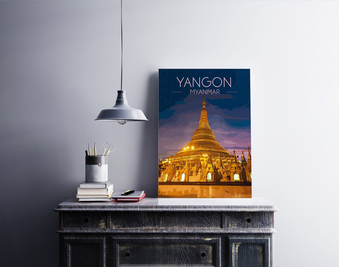 Yangon Myanmar Travel Poster