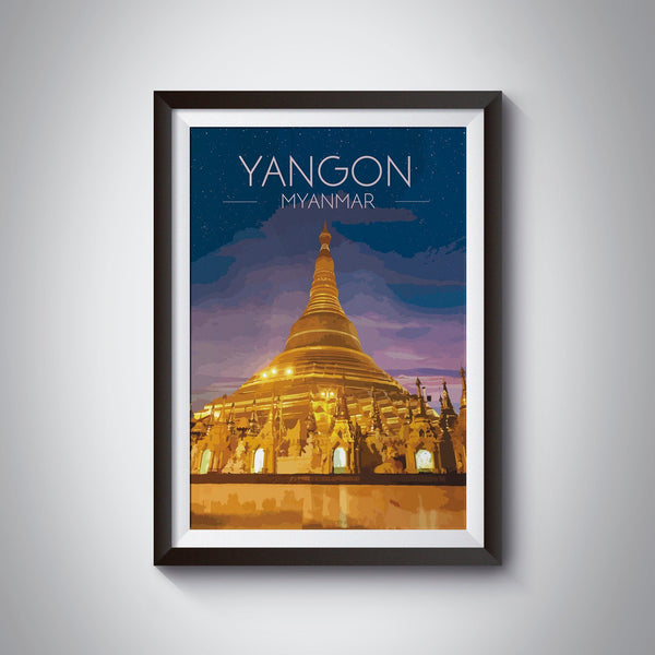Yangon Myanmar Travel Poster
