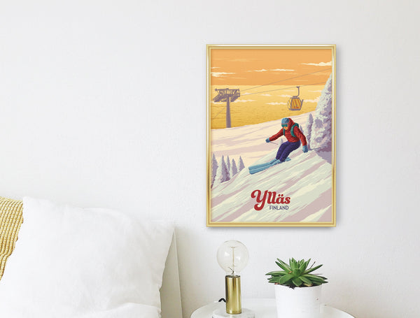 Yllas Finland Ski Resort Travel Poster