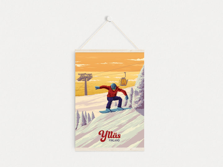 Yllas Finland Snowboarding Travel Poster