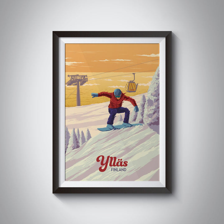 Yllas Finland Snowboarding Travel Poster