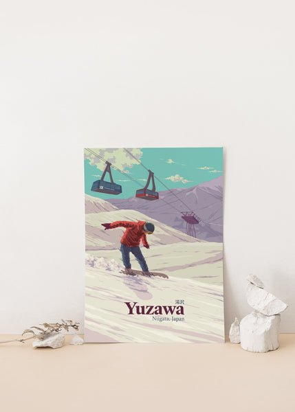 Yuzawa Japan Snowboarding Travel Poster