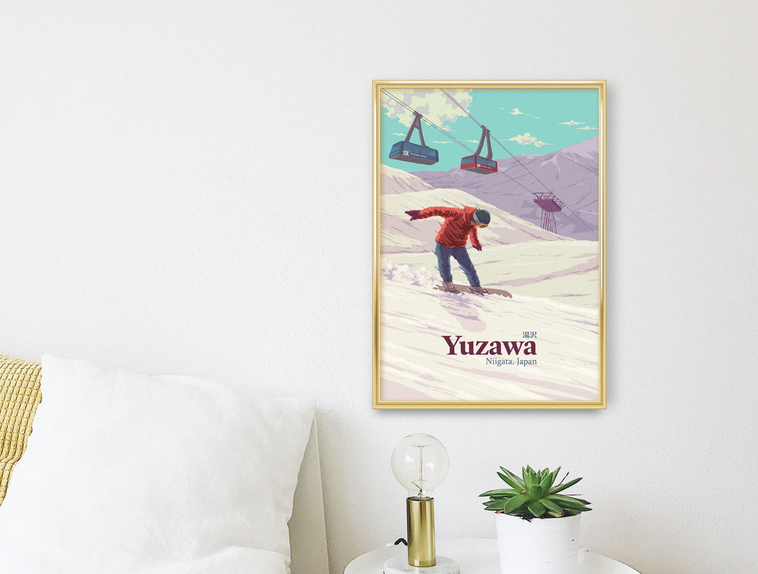 Yuzawa Japan Snowboarding Travel Poster