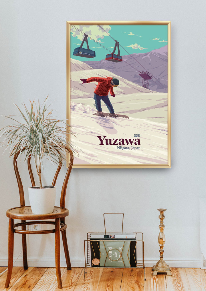 Yuzawa Japan Snowboarding Travel Poster