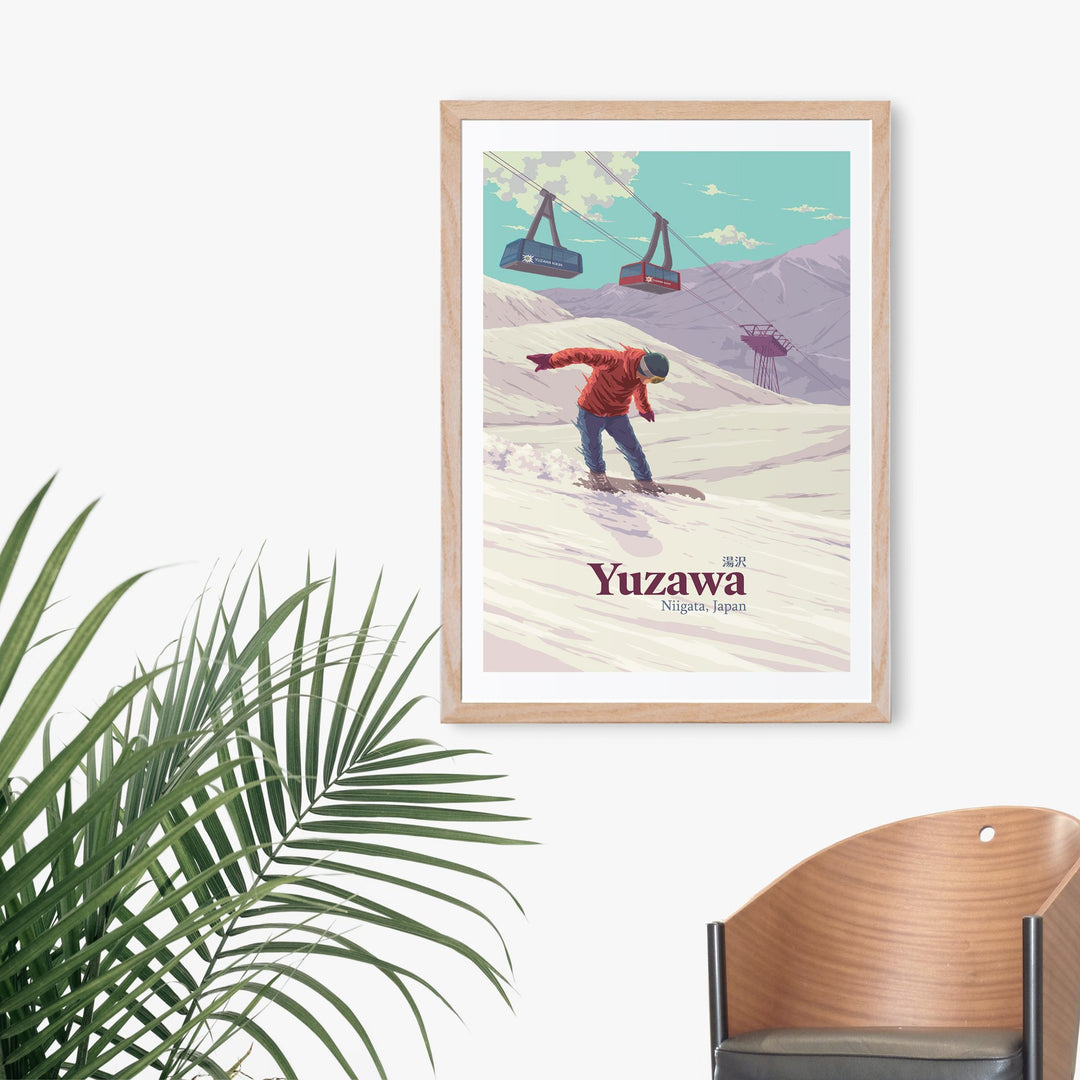 Yuzawa Japan Snowboarding Travel Poster