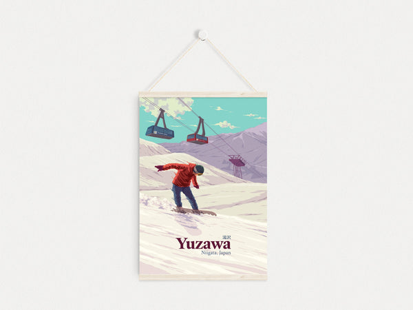 Yuzawa Japan Snowboarding Travel Poster