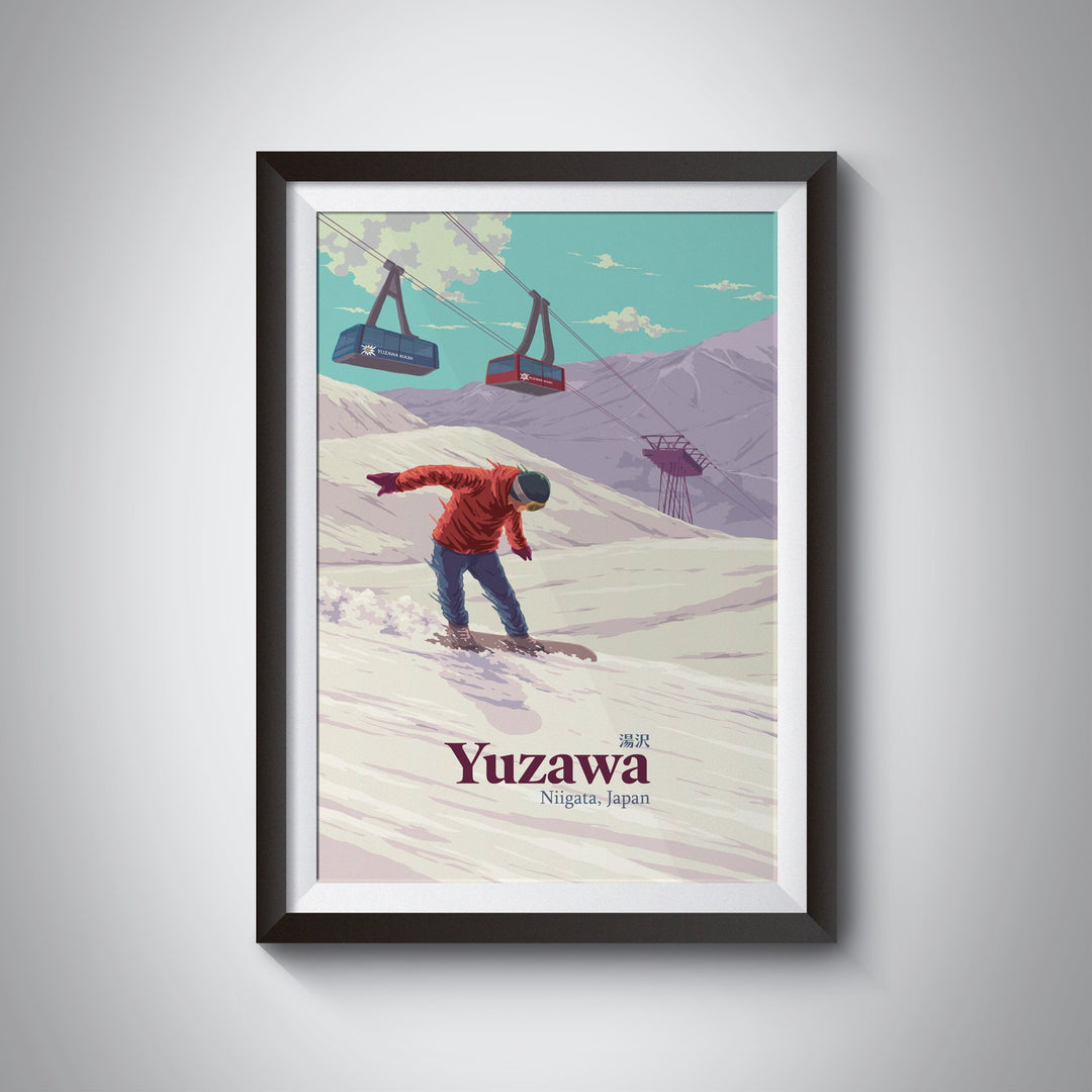 Yuzawa Japan Snowboarding Travel Poster