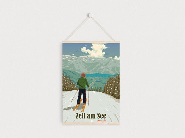Zell am See Austria Ski Resort Travel Poster