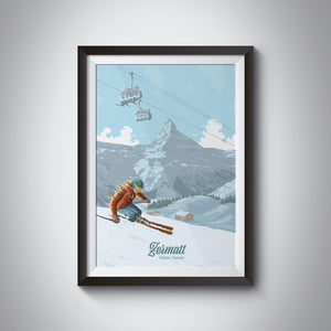 Zermatt Switzerland Ski Resort Travel Poster